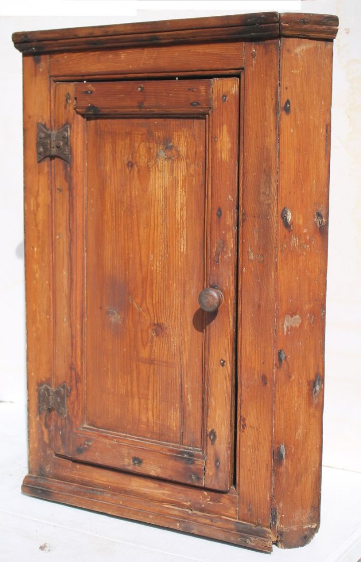 Early to mid 18thC MA pine rare small early hanging (1 of 4)