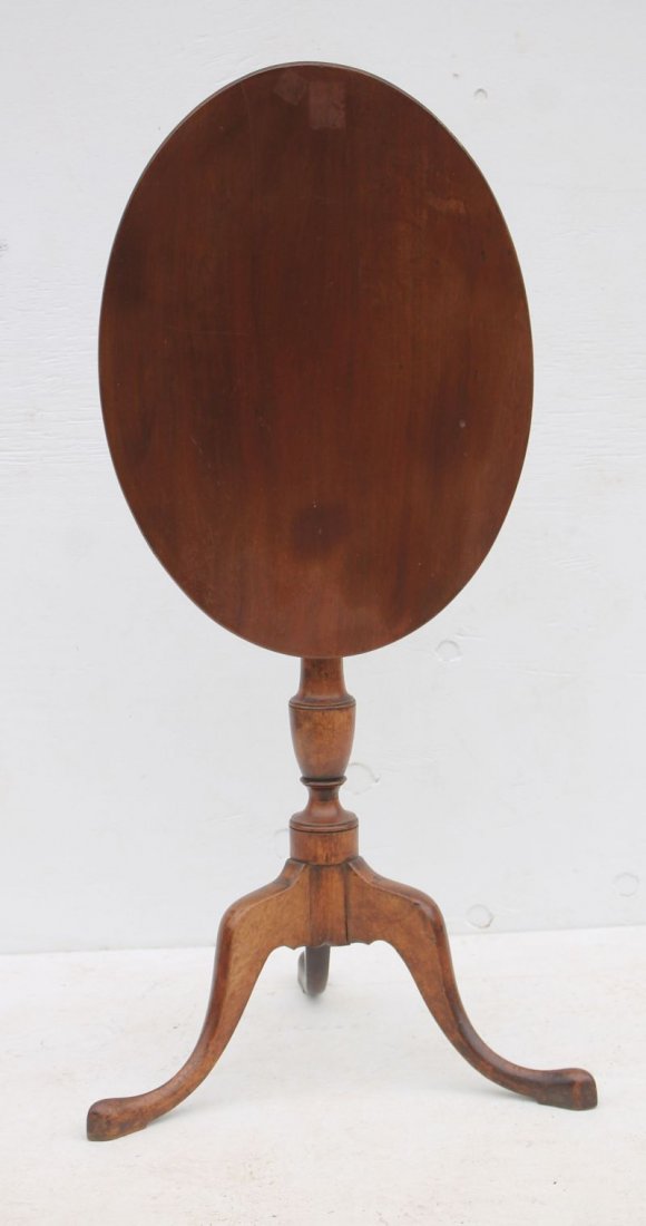 period Chippendale ca 1780's mahog oval tilt top snake (1 of 4)