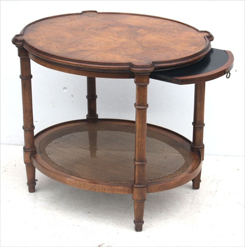 fine quality 20thC exotic wood turtle top two tier tea (1 of 2)