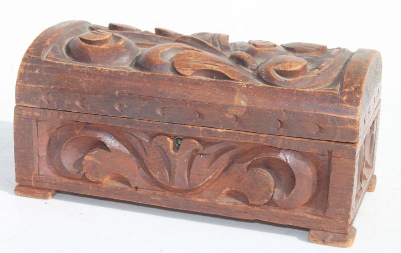 19thC PA profusely deep relief carved walnut dome top (1 of 5)