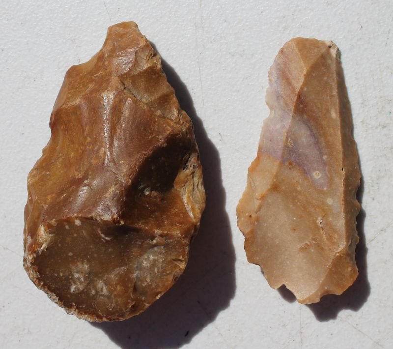 lot of 2 Neanderthal era stone tools - 4" & 3 3/4" (1 of 5)