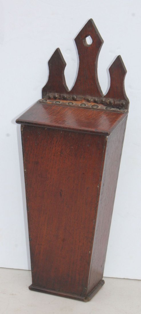 antique candle box w slant lid & fine shaped crest - 18 (1 of 2)