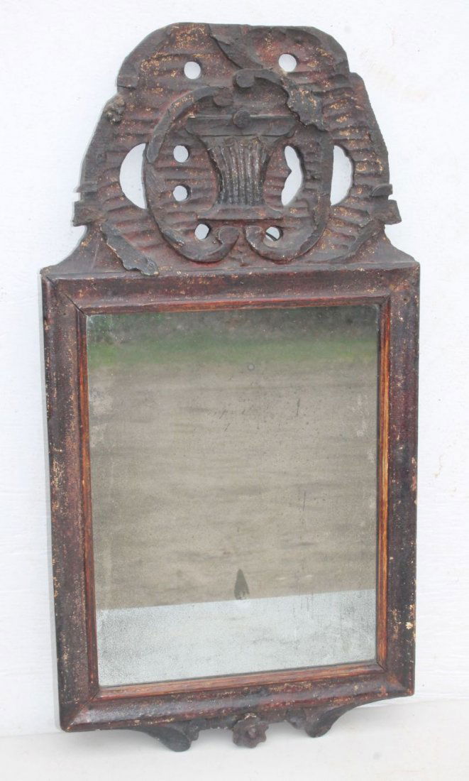 early to mid 18thC great carved pine & painted "Cape (1 of 3)