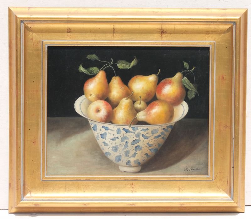 sgnd R. Caspera (?) 16"x20" o/c still life bowl of (1 of 3)