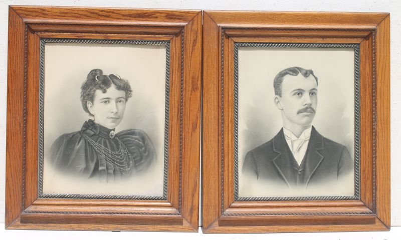 Wonderful matched pr of fancy carved oak framed 19thC (1 of 2)