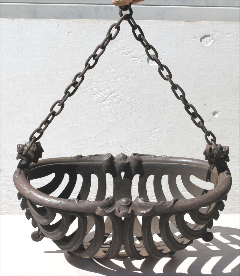 Wonderful Victorian style cast iron hanging planter w (1 of 3)