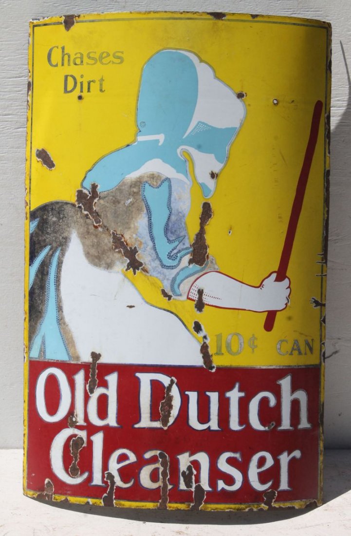 1st quarter 20thC "Old Dutch Cleanser" rare curved (1 of 2)