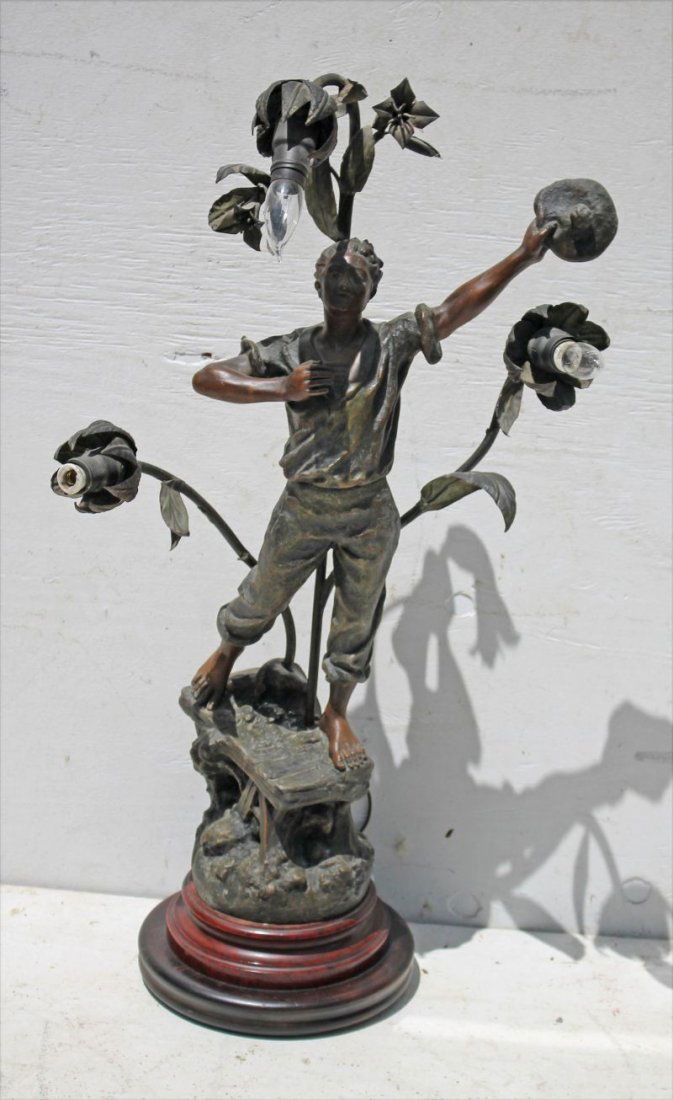 Antique Spelter (prob French) sculptural figure of a (1 of 2)