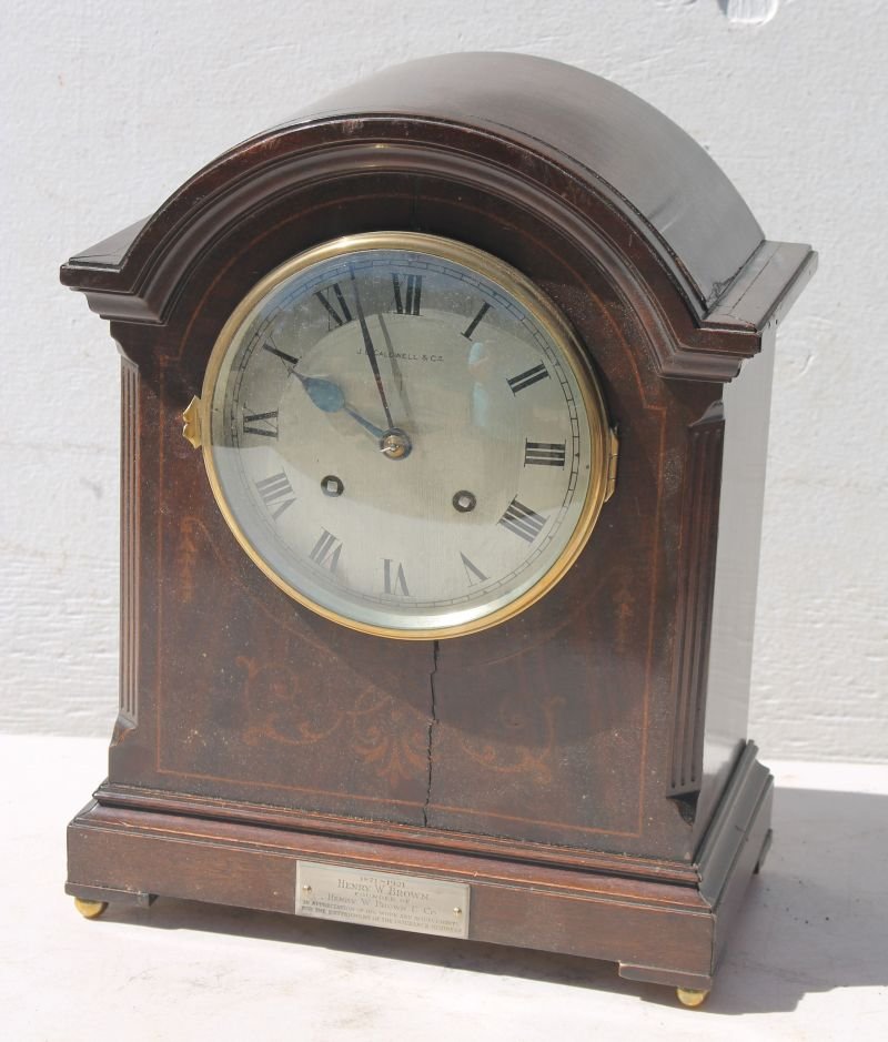 Marquetry inlaid J.E. Caldwell & Co presentation mantle (1 of 4)
