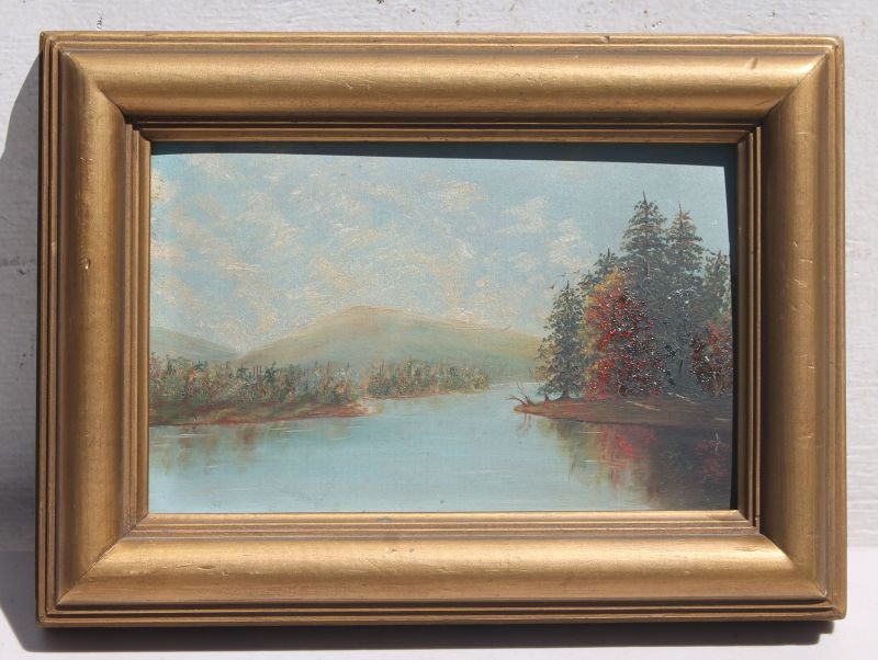 19thC American School 6 1/4" x 9 1/4" Lake George/ (1 of 2)