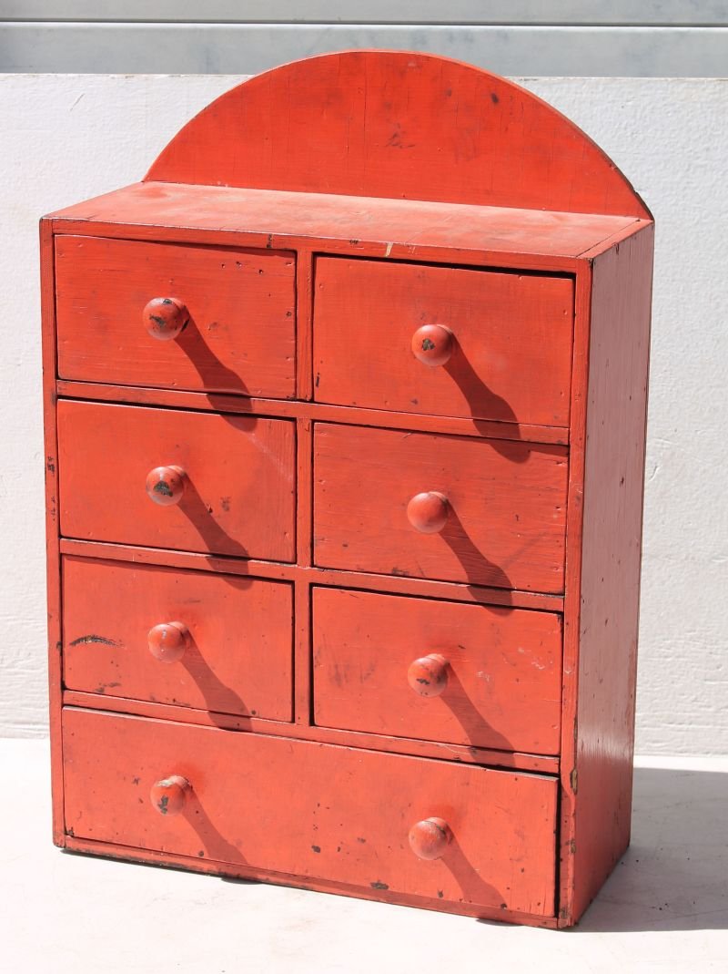 late 19th/early 20thC salmon painted 7 drawer (1 of 2)