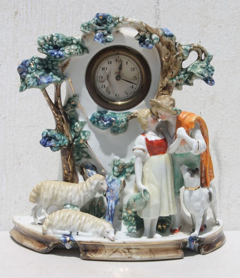 turn of the century German porcelain clock w romantic (1 of 6)