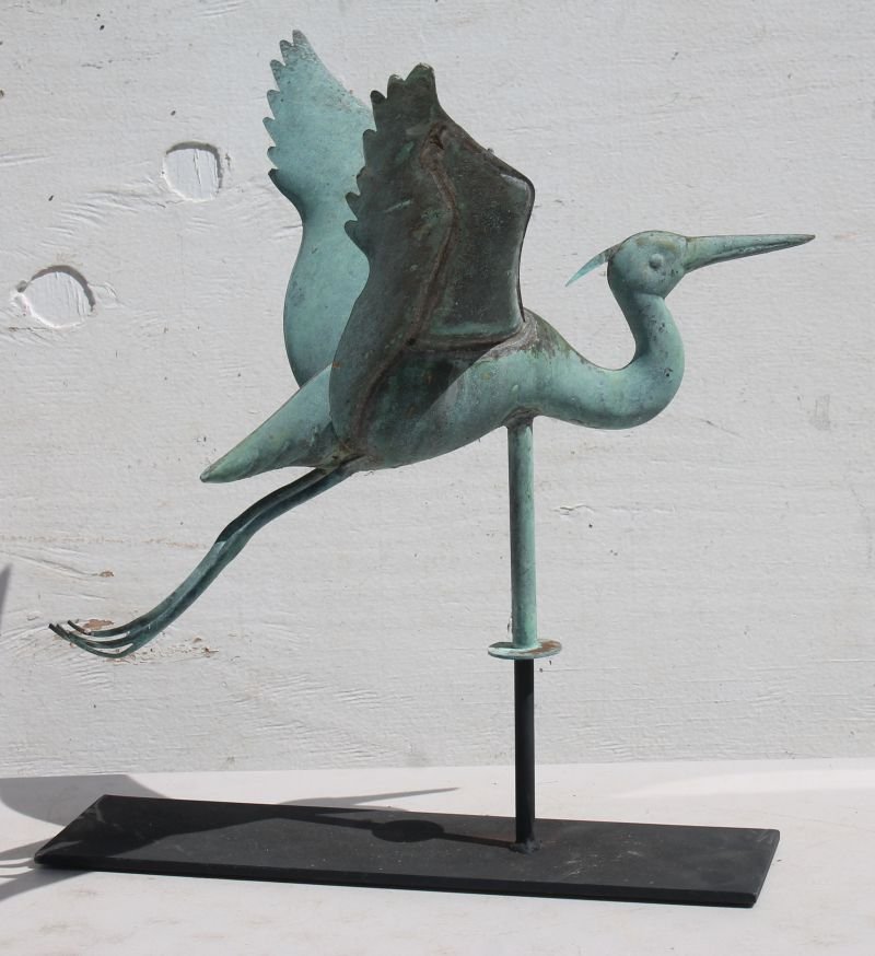 1920's/30's excellent small full body form copper heron (1 of 4)
