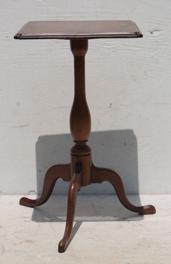 ca 1760 period QA CT cherry candlestand w shaped & (1 of 4)