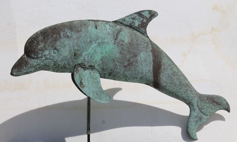 ca 1920's/30's copper flattened full body form dolphin (1 of 2)