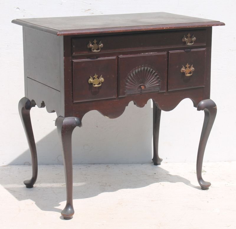 18thC QA Colchester, CT poplar & cherry fan carved (1 of 3)