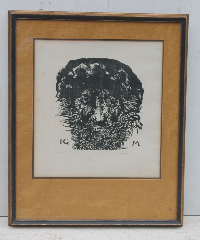 sgnd Leonard Baskin litho #31/50 "IGM" - 20 1/2" x 19 (1 of 4)