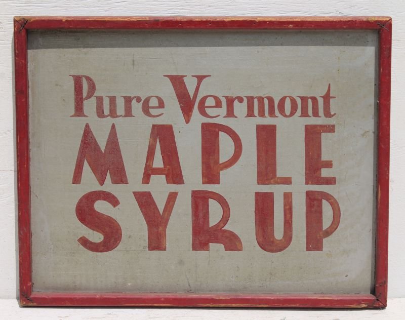 Ca 1930's "Pure Vermont Maple Syrup" sign featuring (1 of 2)