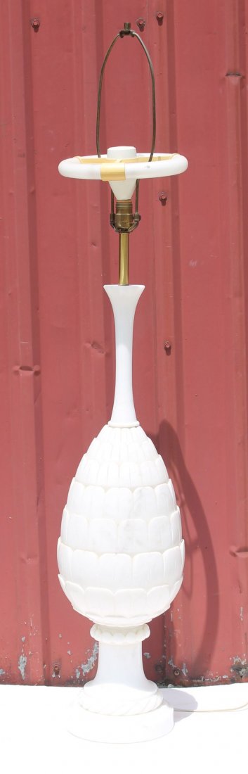 very large mid-century modern carved marble table lamp (1 of 3)