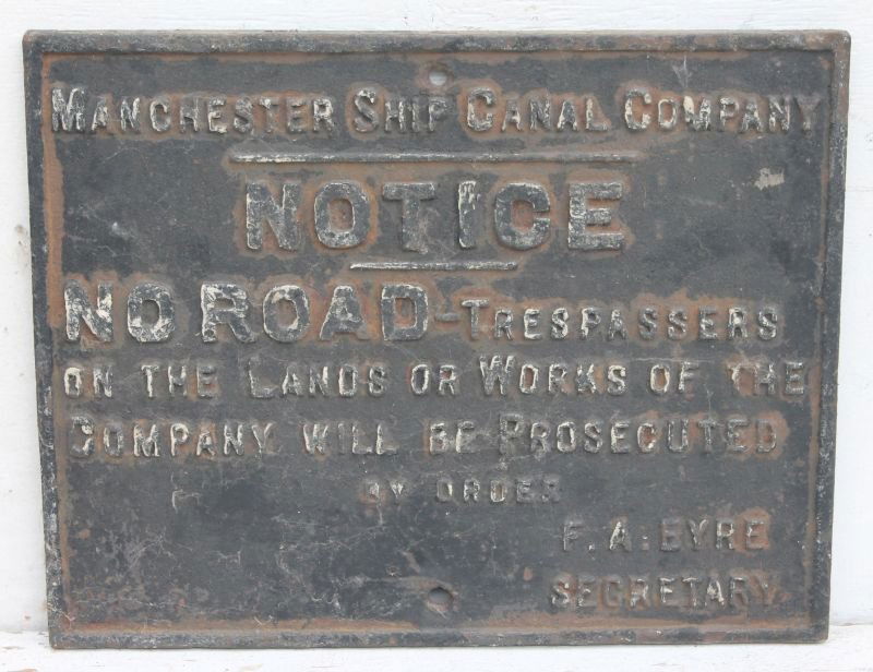 cast iron "Manchester Ship Canal Co" sign in orig (1 of 3)