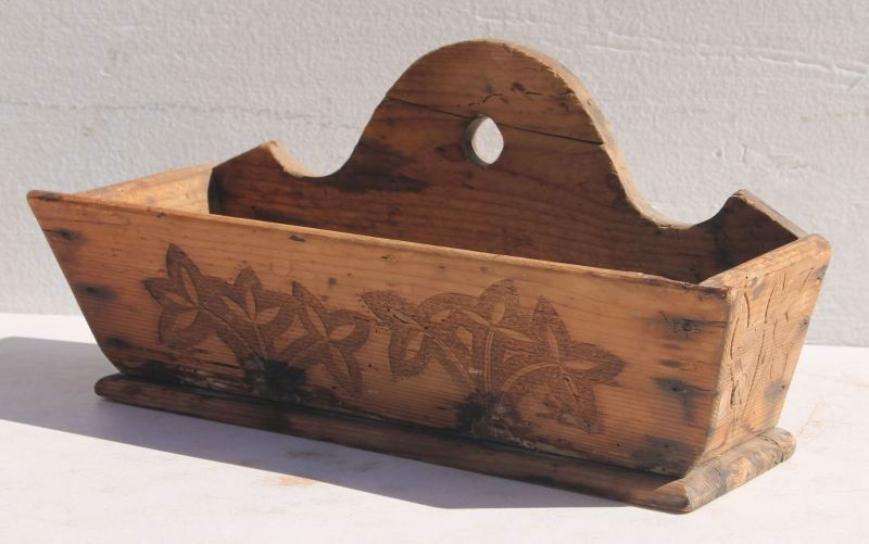 19thC wooden carved wall  box w floral carved dec on (1 of 5)