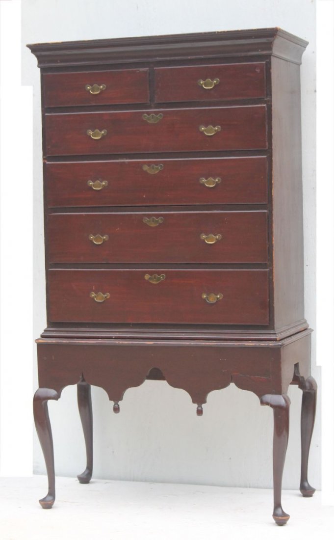 fantastic period QA ca 1740 Newburyport, MA maple & (1 of 3)