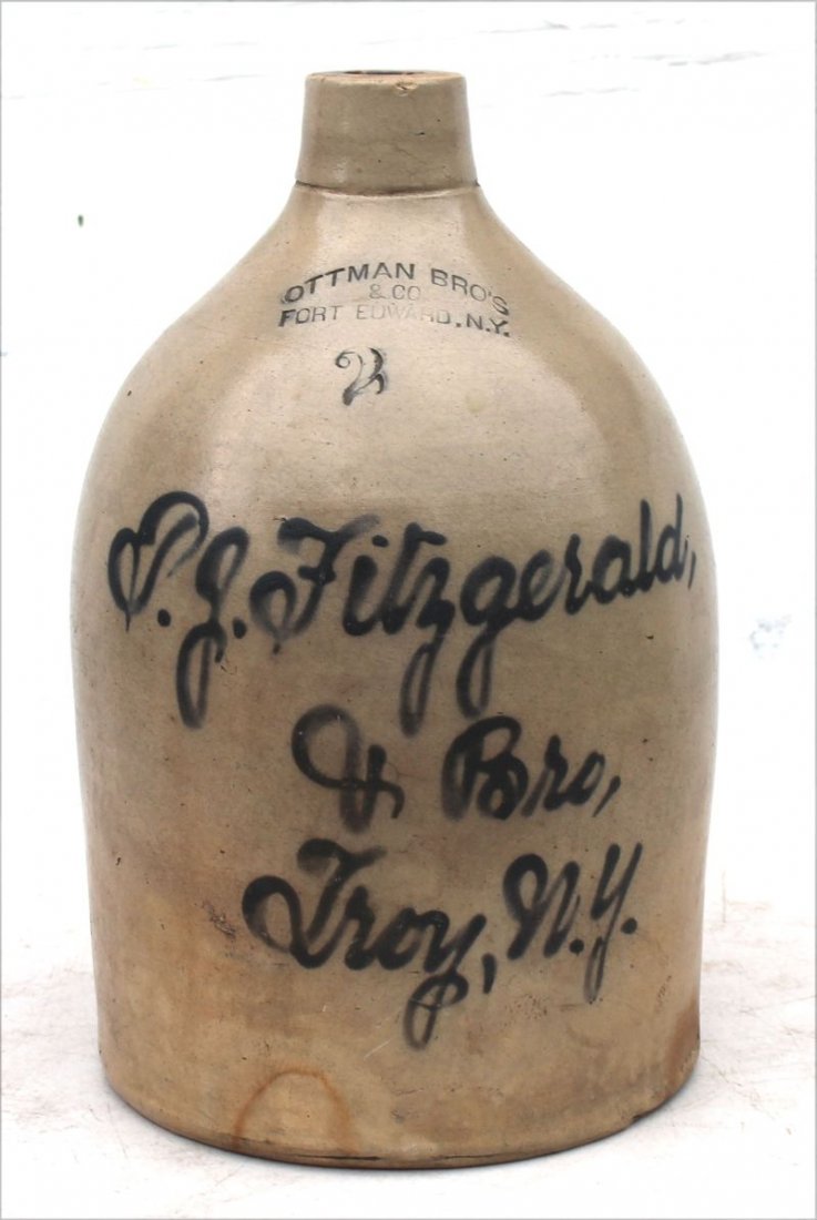 Ottman Bros & Co Ft Edward NY 2 gal stoneware jug w (1 of 4)