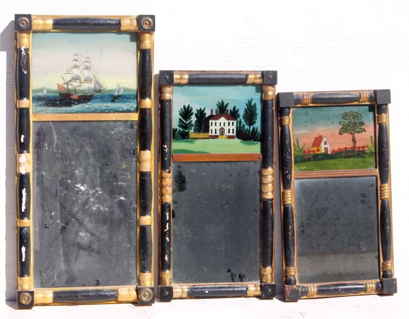 fine lot of 3 early 19thC 2 section mirrors from the (1 of 4)