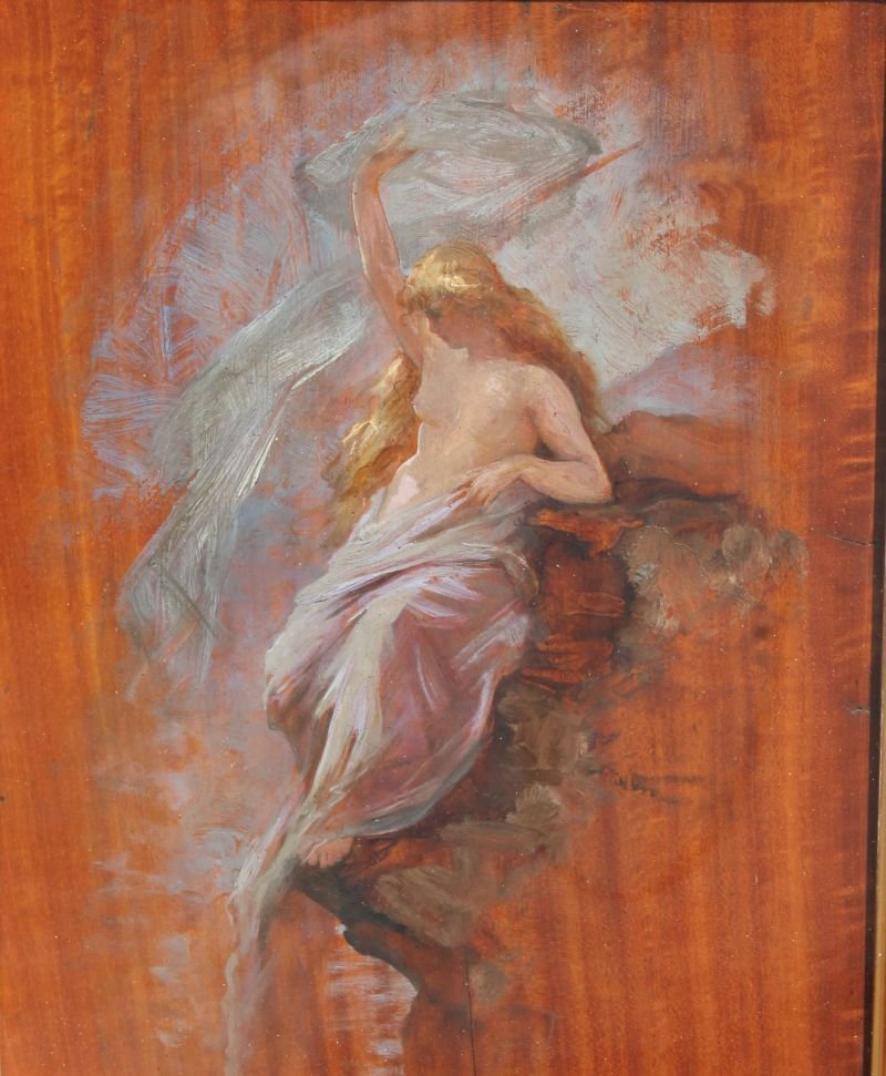 19thC American School 10"x8" o/panel classical nymph (1 of 5)