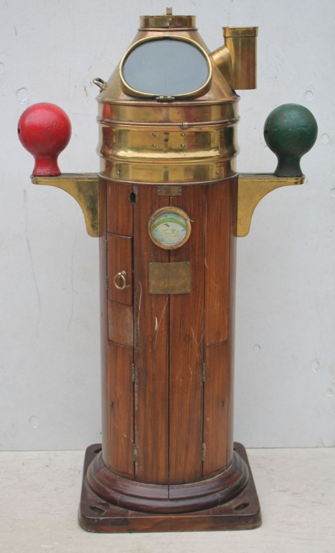 Fine ca 1900 mahog & brass w iron compensating balls (1 of 8)