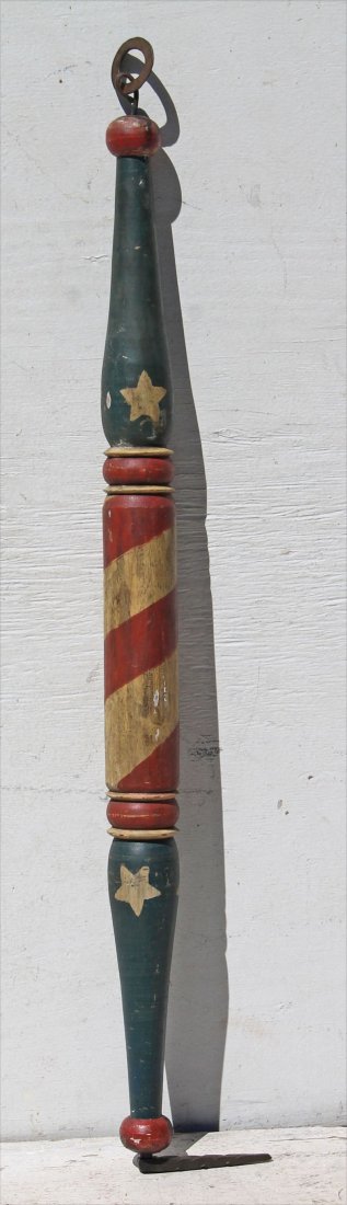 Folk Art graphic red, white & blue painted barber pole (1 of 4)