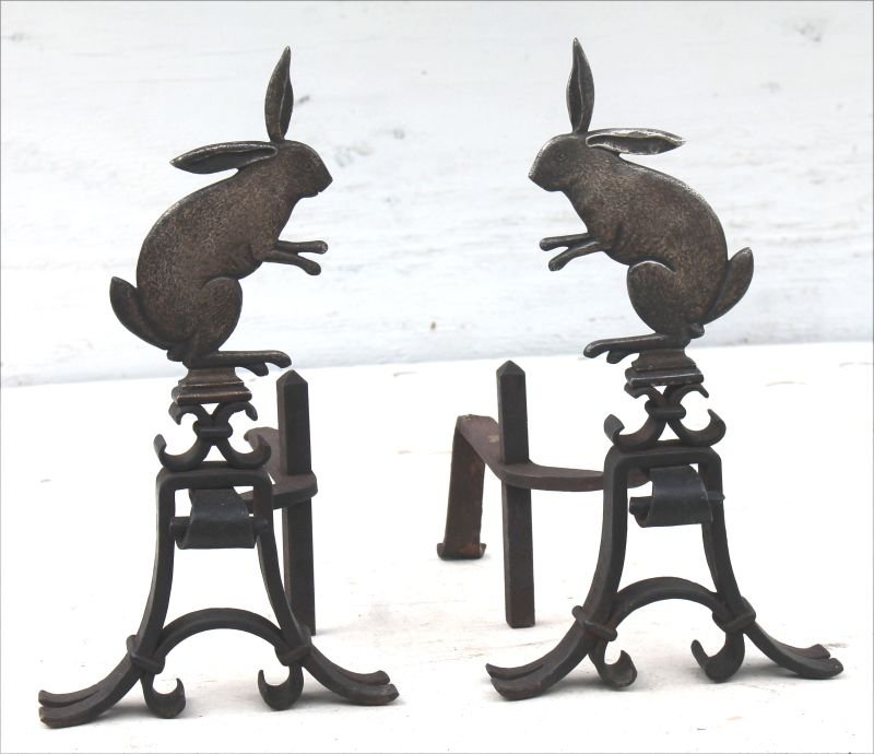 rare pr of Arts & Crafts silver plated, bronze & iron (1 of 5)