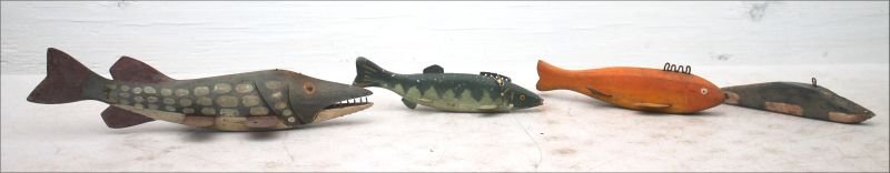collection of 4 antique hand painted lead weight fish (1 of 6)