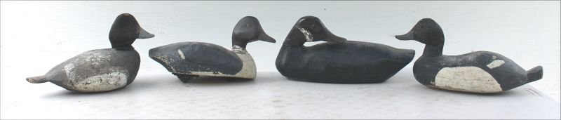 lot of 4 antique carved & painted duck decoys - 3 are (1 of 10)