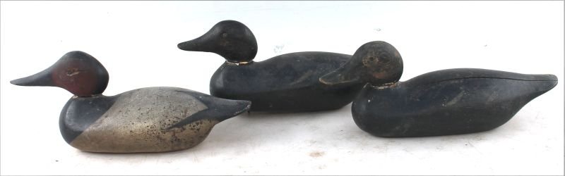 lot of 3 carved & orig hand painted duck decoys - each (1 of 8)