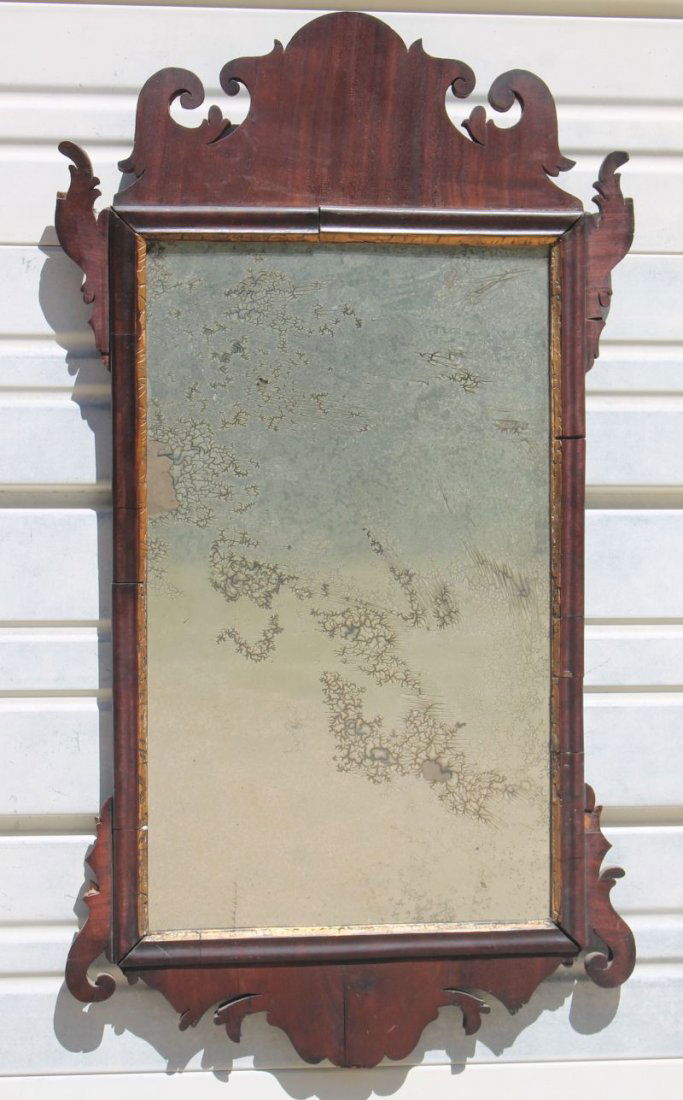 18thC large period Chippendale carved mahog mirror w (1 of 6)