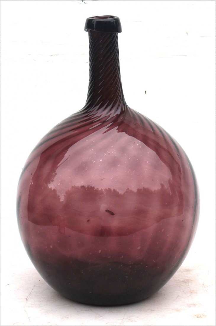 lg antique amethyst blown glass demi-john bottle (w (1 of 4)