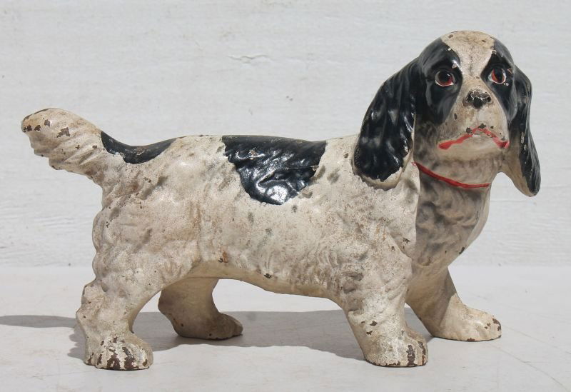 antique cast iron Spaniel dog doorstop - 11" long x 7" (1 of 3)