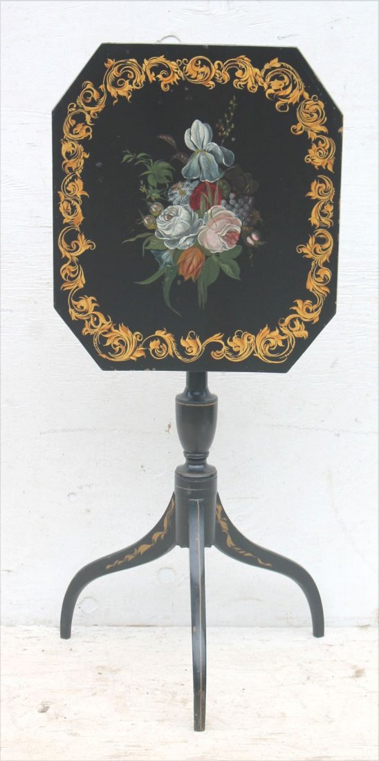 Period Federal tilt top spider leg candlestand w Vict (1 of 4)