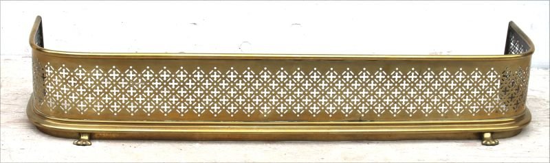 19thC brass fireplace fender - 46" long - Fairfield, CT (1 of 2)