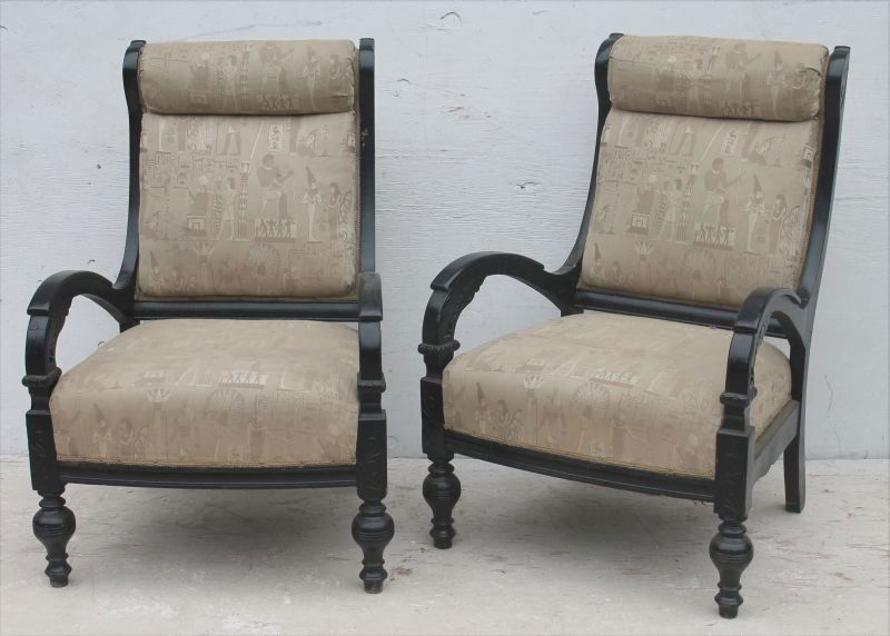 pr of ca 1880 American Egyptian Revival ebonized (1 of 3)