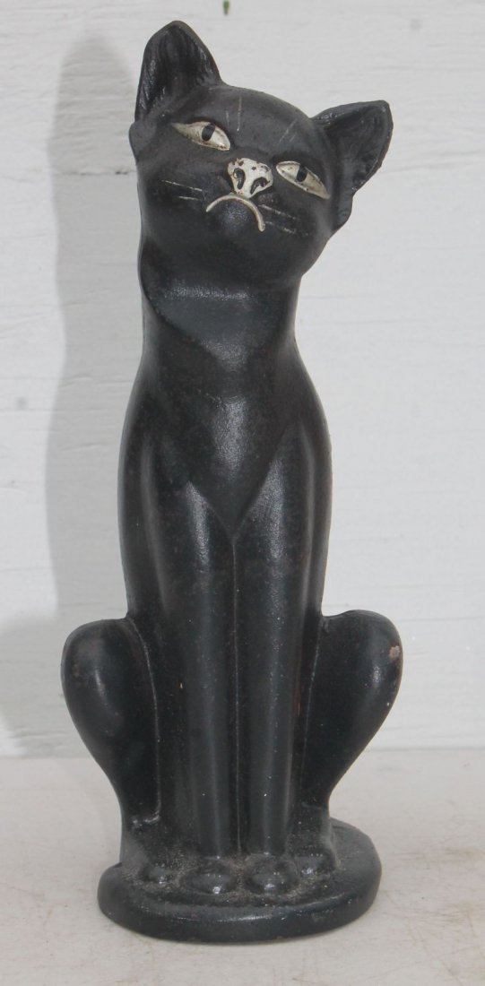 ca 1920 cast iron rare form tall sitting cat doorstop (1 of 3)