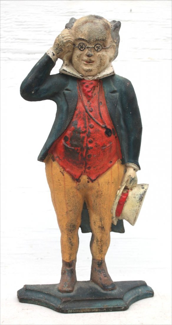 ca 1920 rare cast iron "Mr. Pickwick" doorstop in orig (1 of 3)
