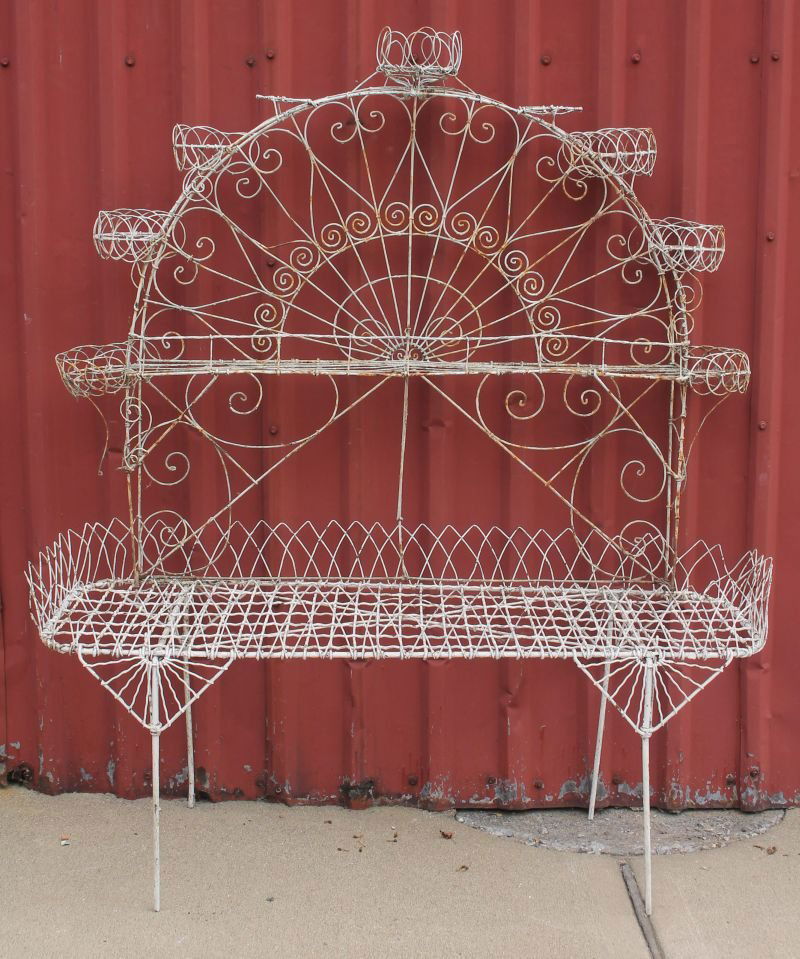 antique French wire planter w fan shaped arch - 59" (1 of 2)