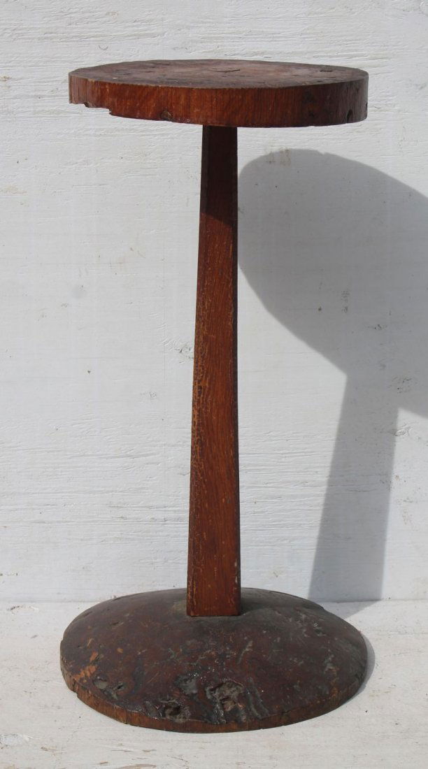 Very rare 18thC burl candlestand featuring 11 1/4" diam (1 of 4)
