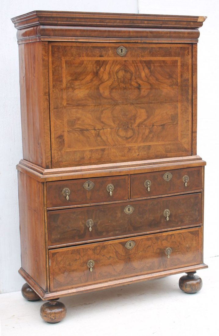 excellent 17thC English ball foot fall front secretary (1 of 6)