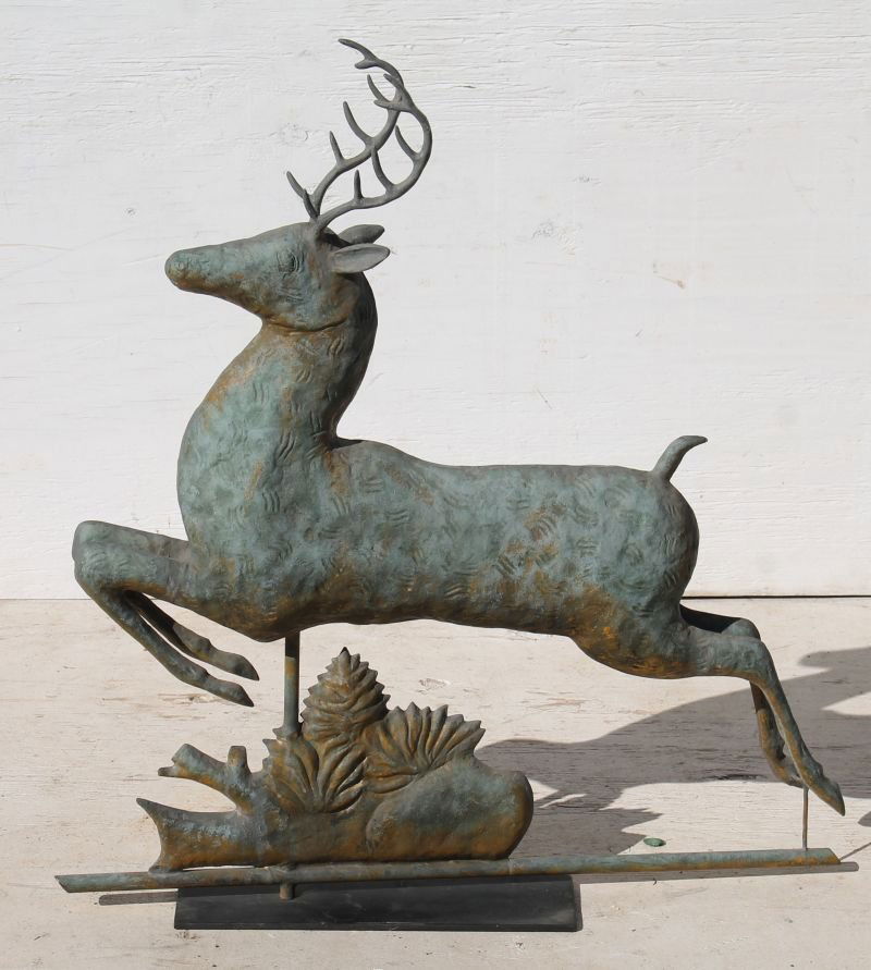 Fine early 20thC copper full bodied leaping stag (1 of 4)