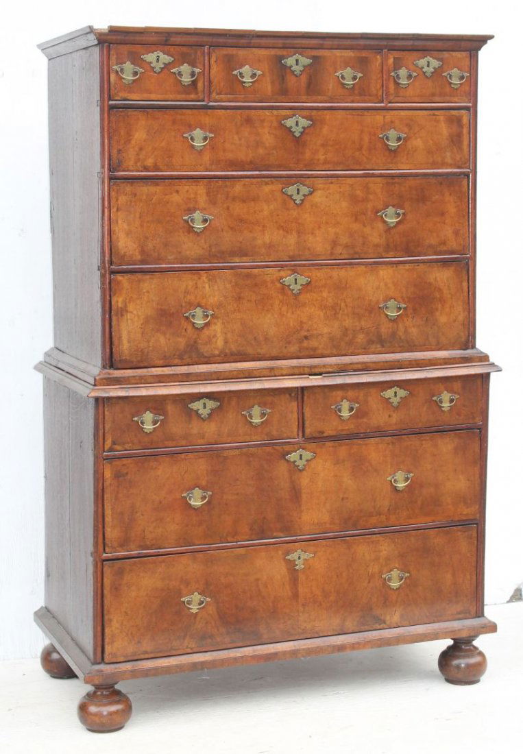 Very early ca 1700-1720 English ball foot chest on (1 of 3)