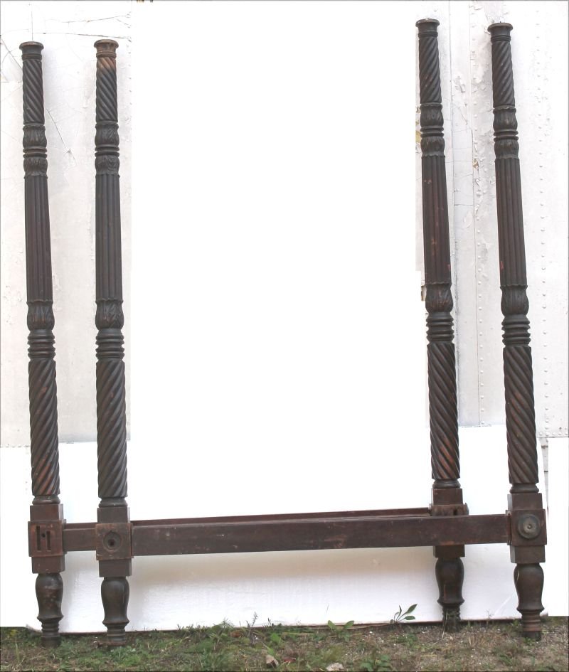 Period Sheraton ca 1800 NYC carved mahog tall post bed (1 of 3)
