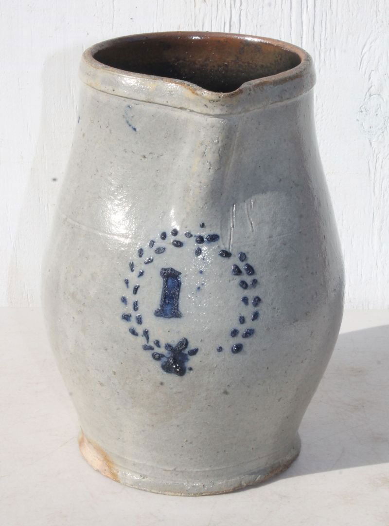early ca 1820 CT stoneware pitcher in excellent glaze w (1 of 2)